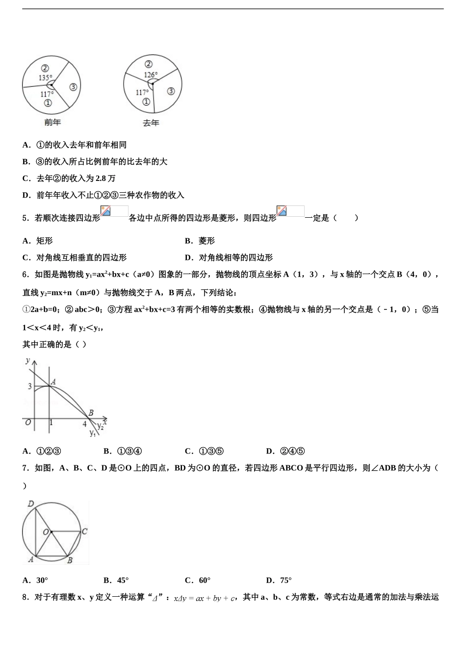 2024年江苏省苏州市相城区中考数学模拟预测题含解析_第2页