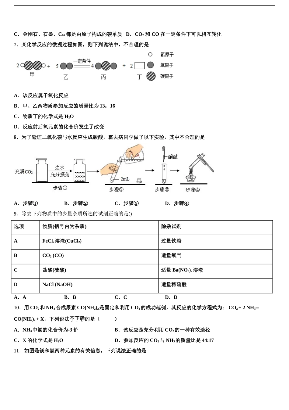 2024年江苏省苏州市苏州市星港中学中考联考化学试卷含解析_第2页