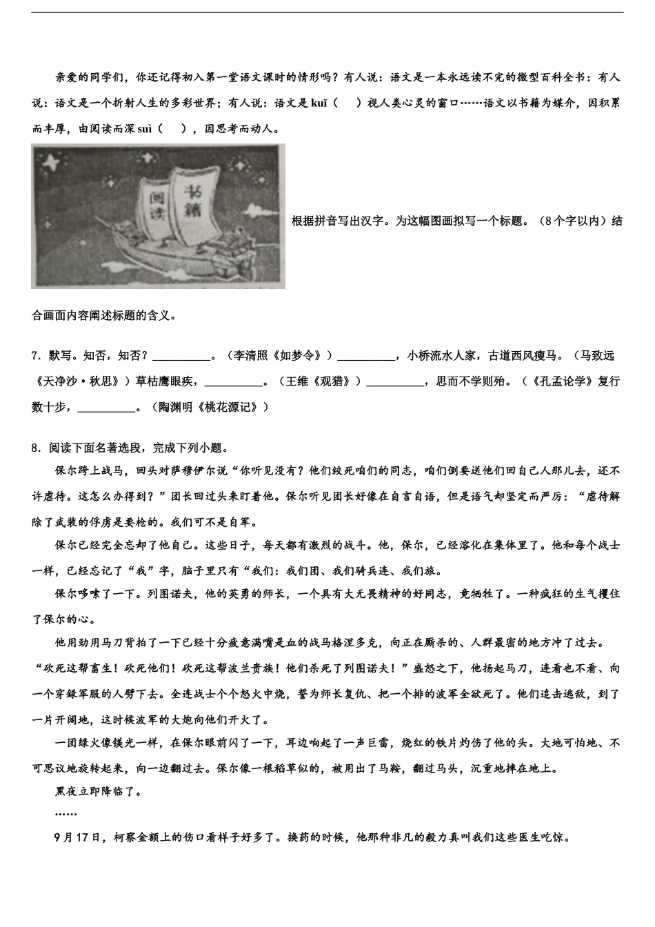 2024年江西省大余县初中语文毕业考试模拟冲刺卷含解析_第2页