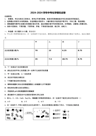 2024年江西省宜春实验中学中考化学全真模拟试题含解析