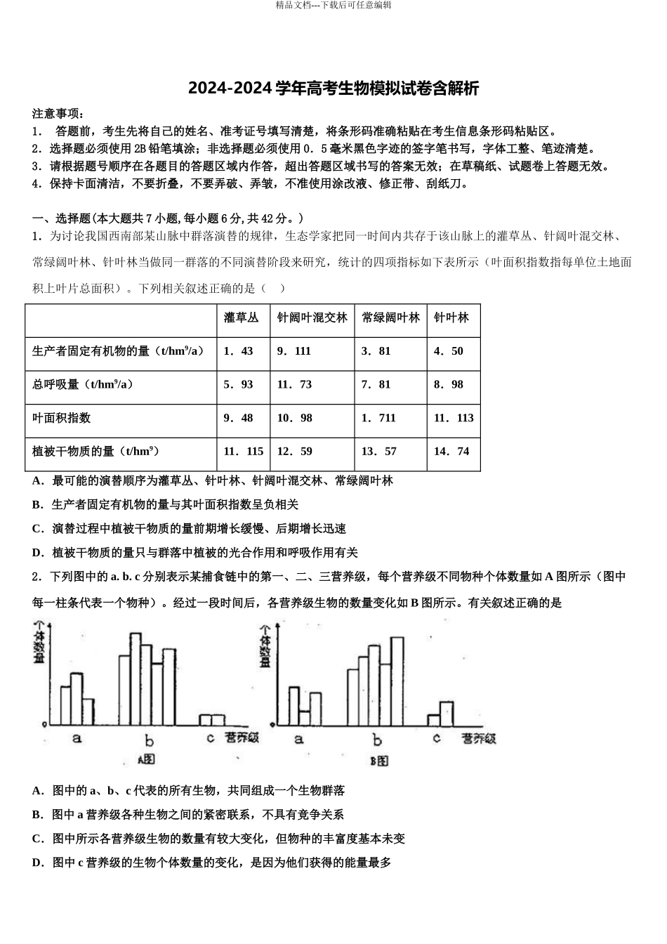 2024年江西省广昌一中高考生物倒计时模拟卷含解析_第1页