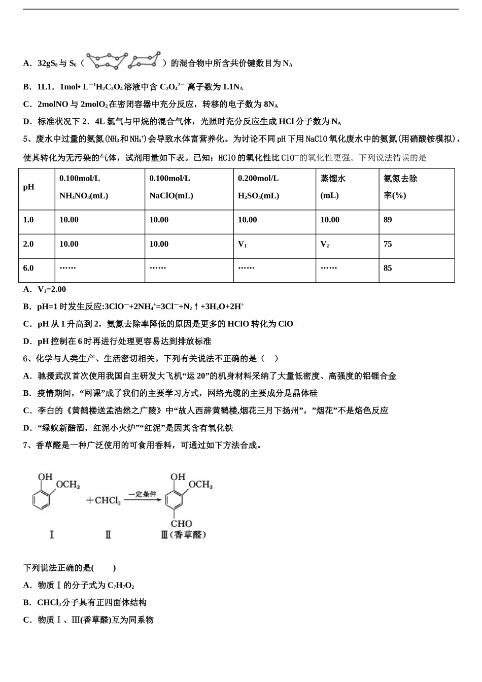 2024年江西省昌江一中高三3月份第一次模拟考试化学试卷含解析_第2页