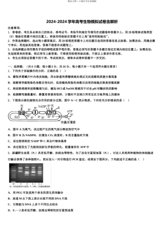 2024年江西省赣州厚德外国语学校高考适应性考试生物试卷含解析