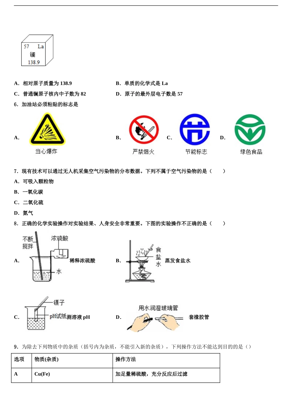 2024年江西省金溪县中考化学五模试卷含解析_第2页