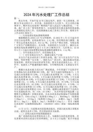 2024年污水处理厂工作总结