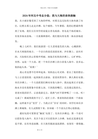 2024年河北中考满分：我与大海的亲密接触