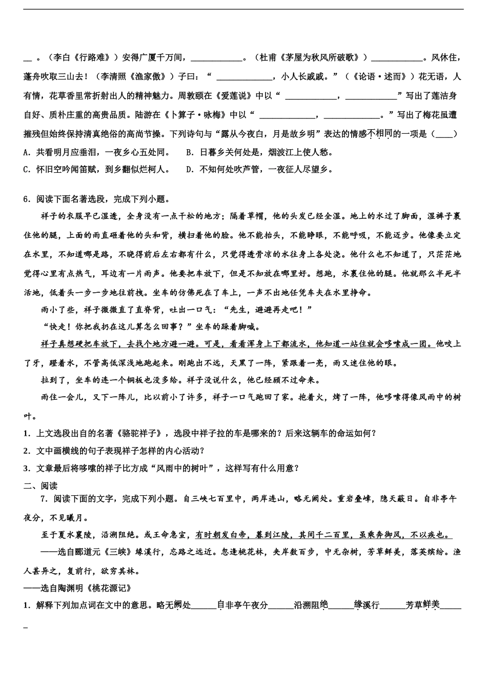 2024年河北沧州中考语文仿真试卷含解析_第2页