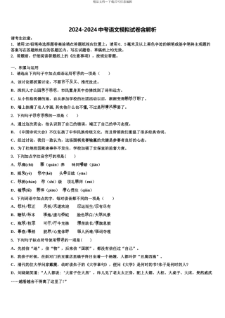 2024年河北省丰宁县重点达标名校中考适应性考试语文试题含解析