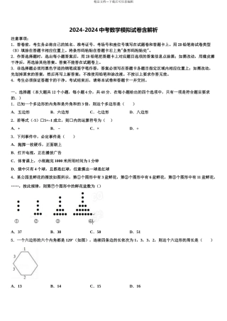 2024年河北省保定市莲池区十三中学中考数学对点突破模拟试卷含解析