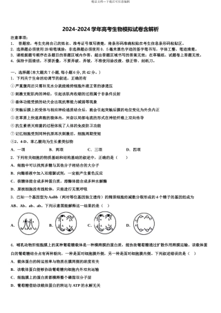 2024年河北省南宫市第一中学高三第六次模拟考试生物试卷含解析