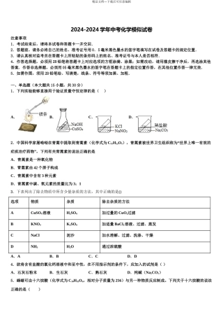 2024年河北省唐山市滦南县中考化学最后冲刺模拟试卷含解析