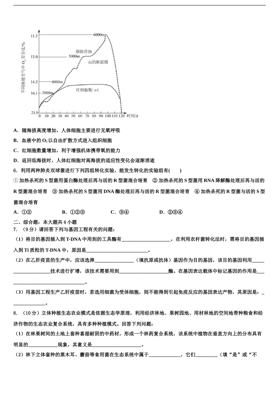 2024年河北省普通高中高考适应性考试生物试卷含解析_第2页