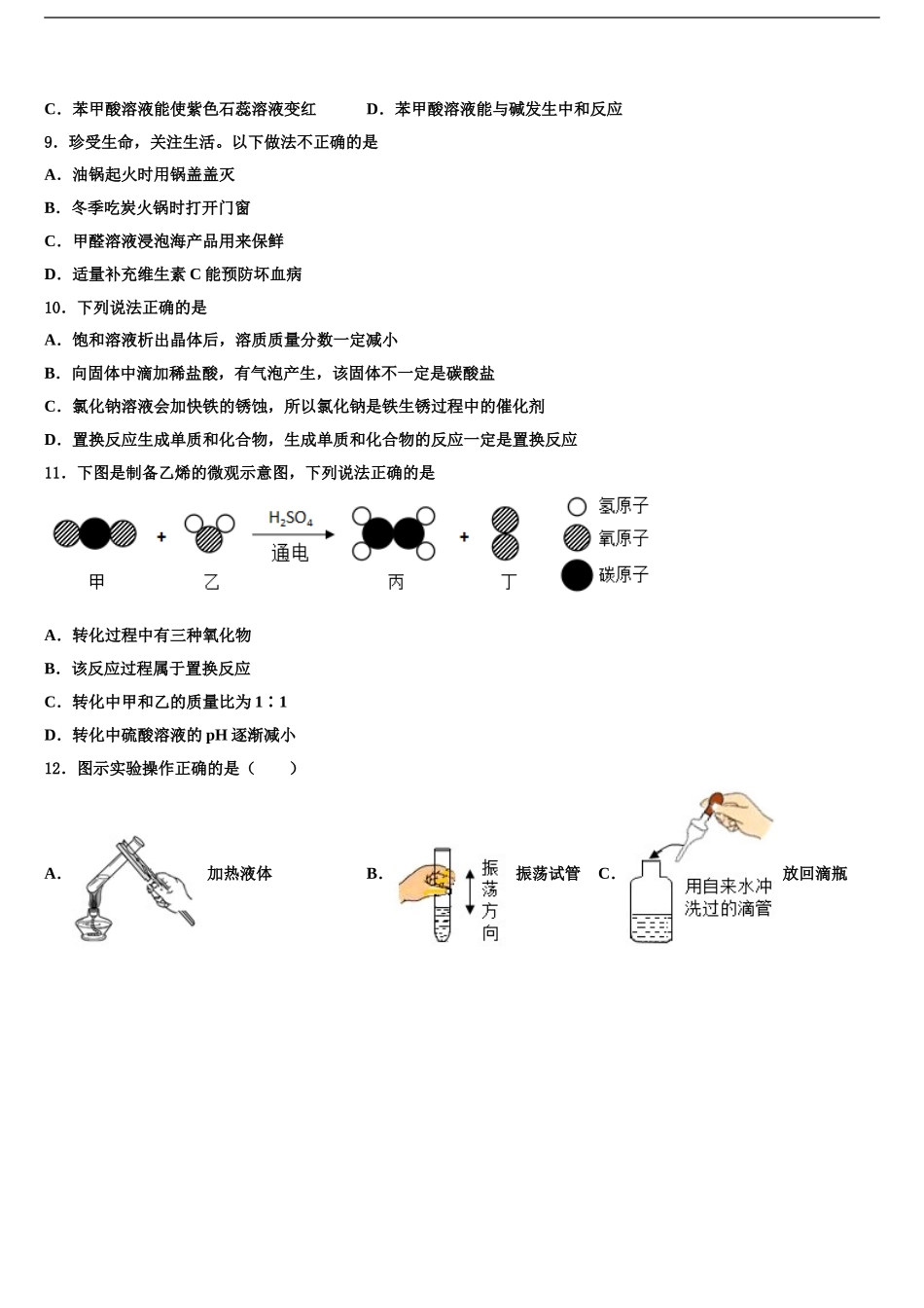 2024年河北省石家庄市深泽县达标名校中考化学对点突破模拟试卷含解析_第2页