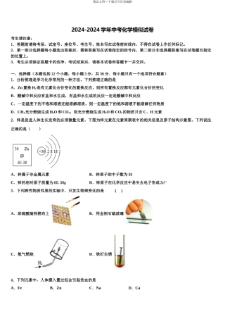 2024年河北省石家庄市石家庄外国语校中考化学考前最后一卷含解析