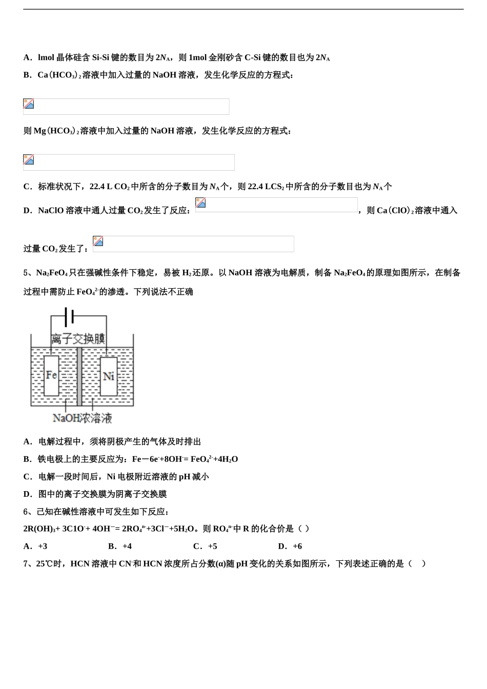 2024年河北省石家庄市行唐县第三中学高考仿真卷化学试卷含解析_第2页