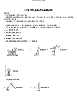 2024年河北省秦皇岛市抚宁区官庄中学十校联考最后化学试题含解析
