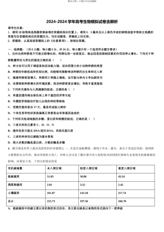 2024年河南洛阳名校高三最后一卷生物试卷含解析