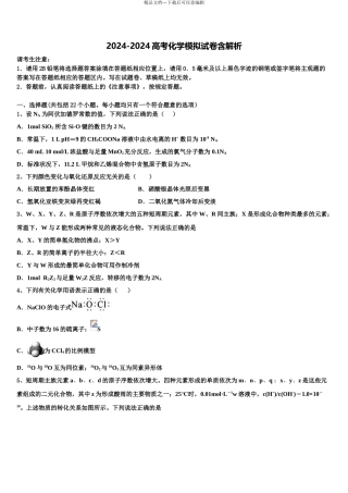 2024年河南省兰考县第一高级中学高三第一次模拟考试化学试卷含解析