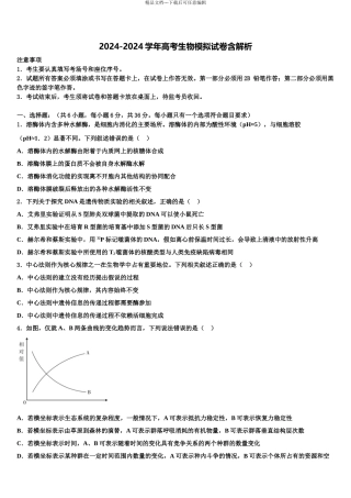 2024年河南省夏邑一高高三适应性调研考试生物试题含解析