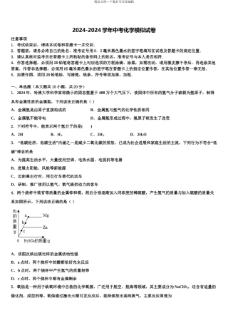 2024年河南省郑州市登封市重点中学中考化学模拟预测试卷含解析