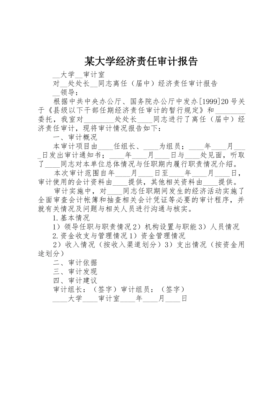 某大学经济责任审计报告_第1页