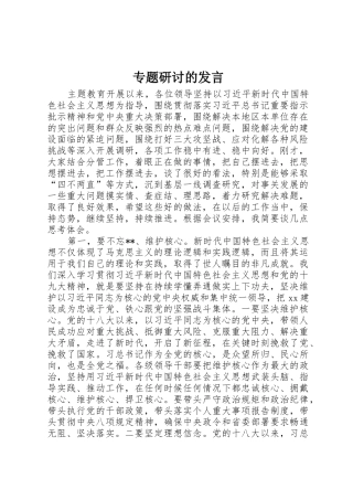 专题研讨的发言