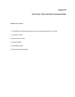 2025年新版罗斯公司理财题库全集