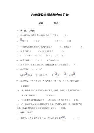 2025年新课标人教版小学数学六级上册期末试卷