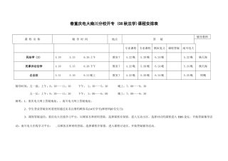 2025年春重庆电大南川分校开专秋法学课程安排表