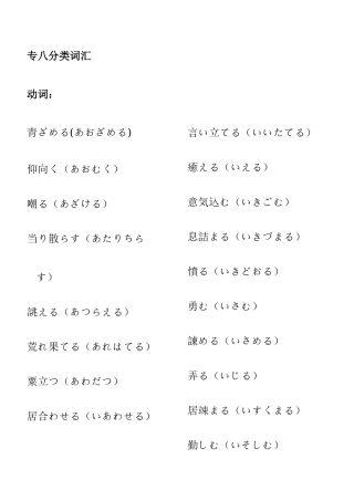 2025年日语专八分类词汇