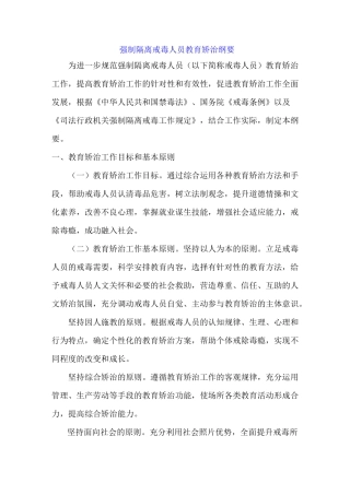 强制隔离戒毒人员教育矫治纲要