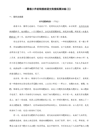 2025年暑假小升初衔接班语文衔接拓展训练