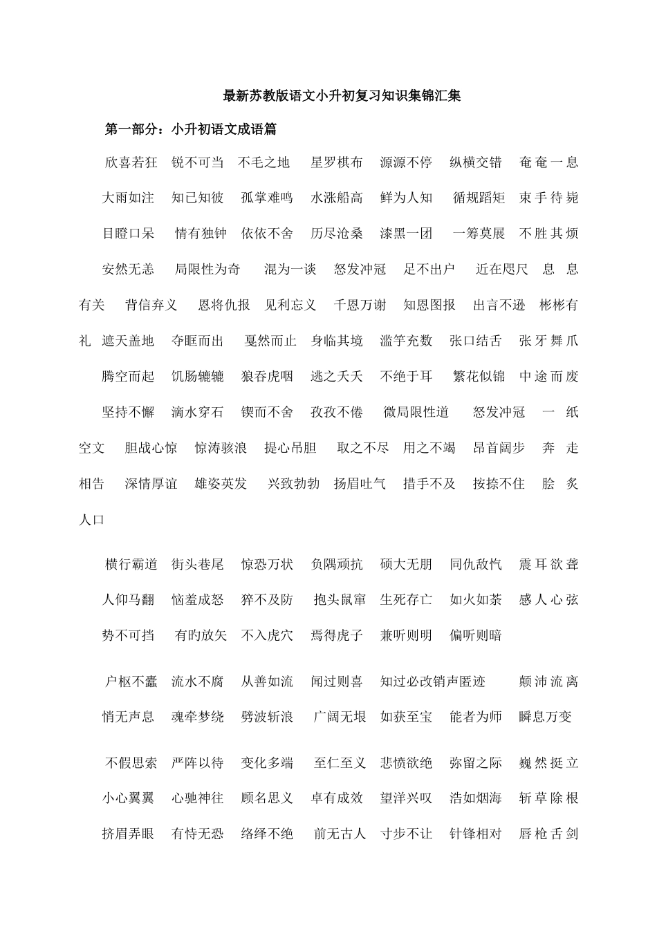 2025年苏教版语文小升初复习重点知识集锦汇集_第1页