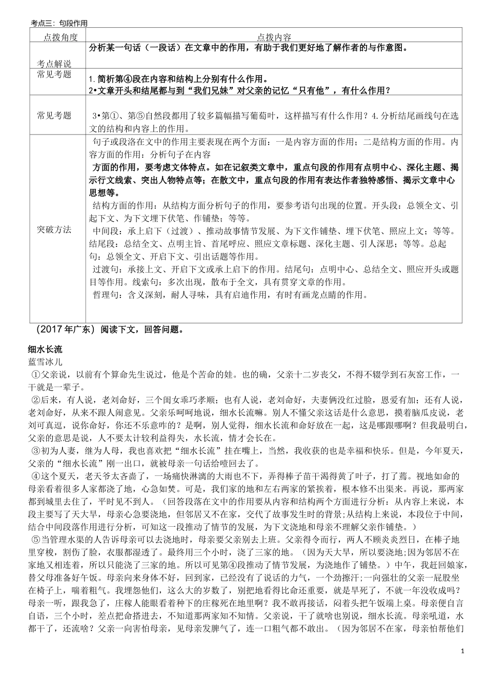 考点四：句段作用_第1页