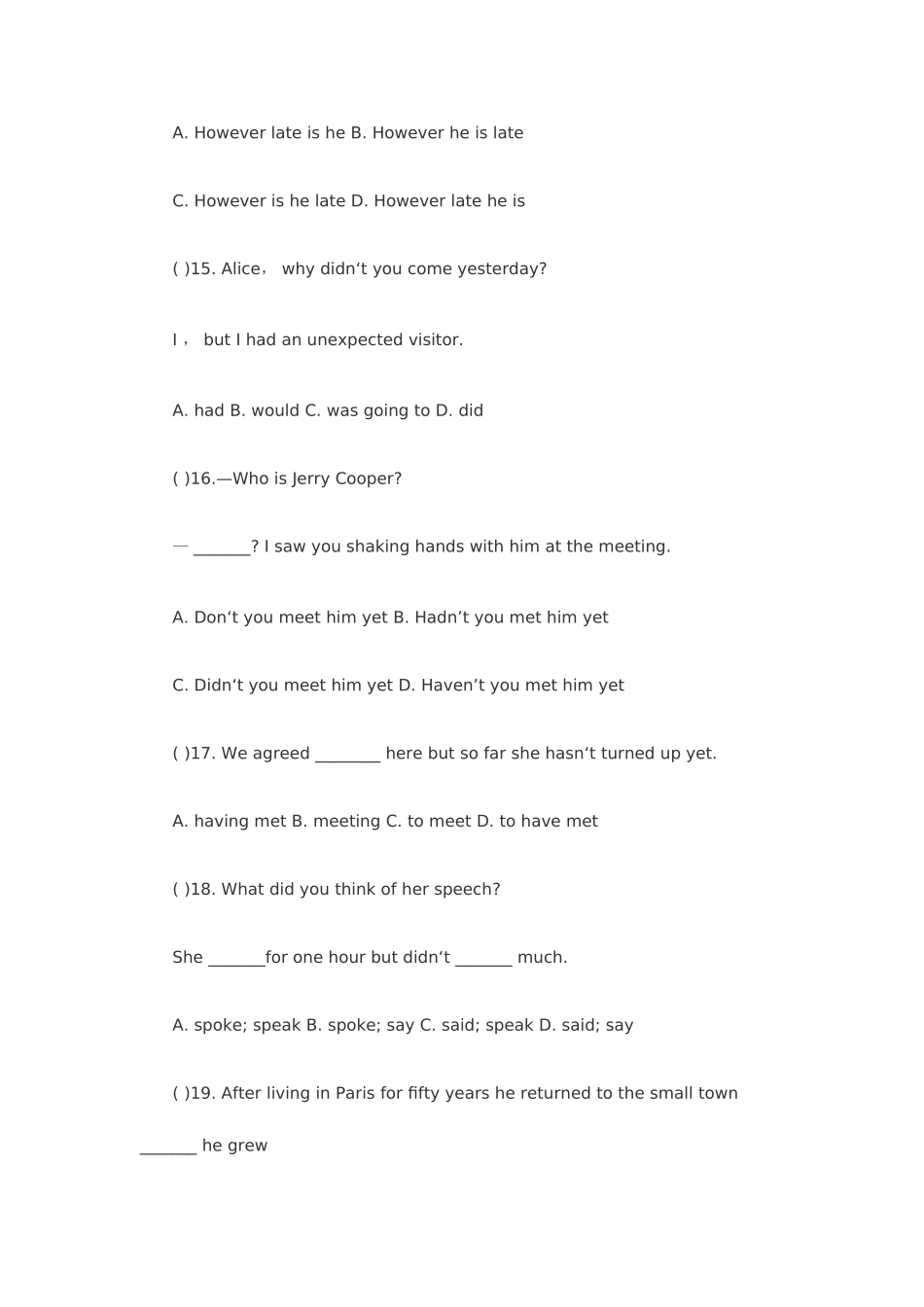 2025年河南成人高考高起点英语模拟试题_第3页