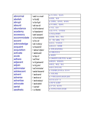 2025年英语六级高频词汇中英对照附音标