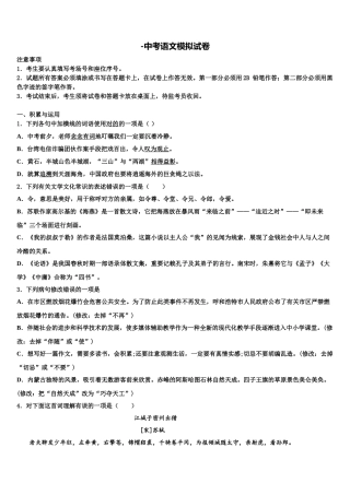 2025年湖北省荆州市洪湖市瞿家湾中学毕业升学考试模拟卷语文卷含解析