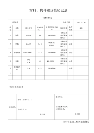 雕塑质量验收合格报告