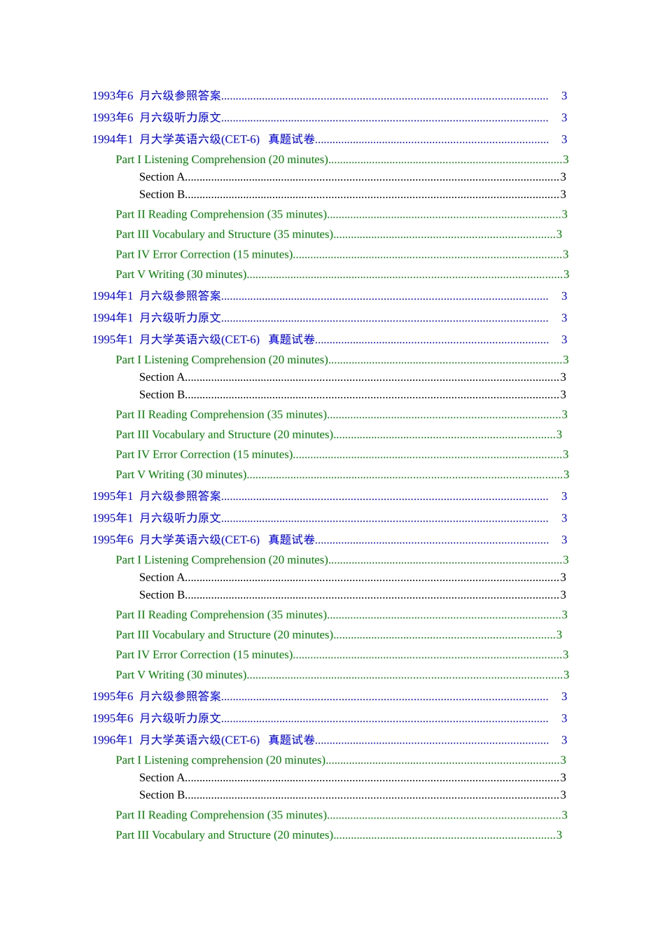 2025年大学英语六级CET6历年真题大全37套_第3页