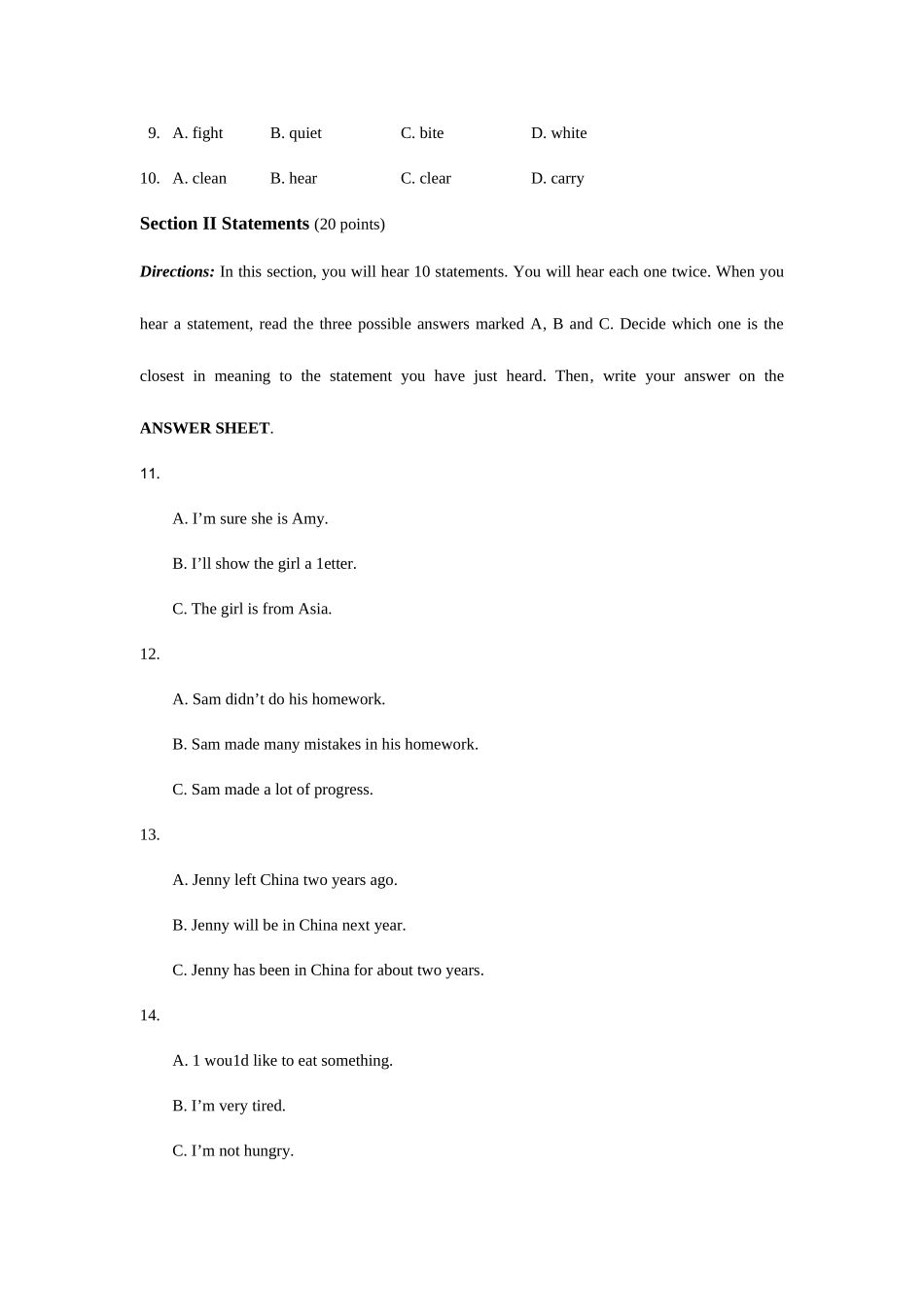 2025年湖南电大1月英语听力试题_第3页