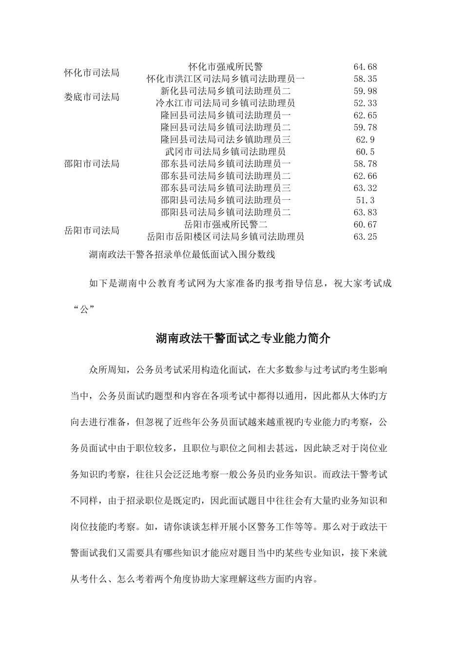 2025年湖南省政法干警招考面试入围分数线_第2页