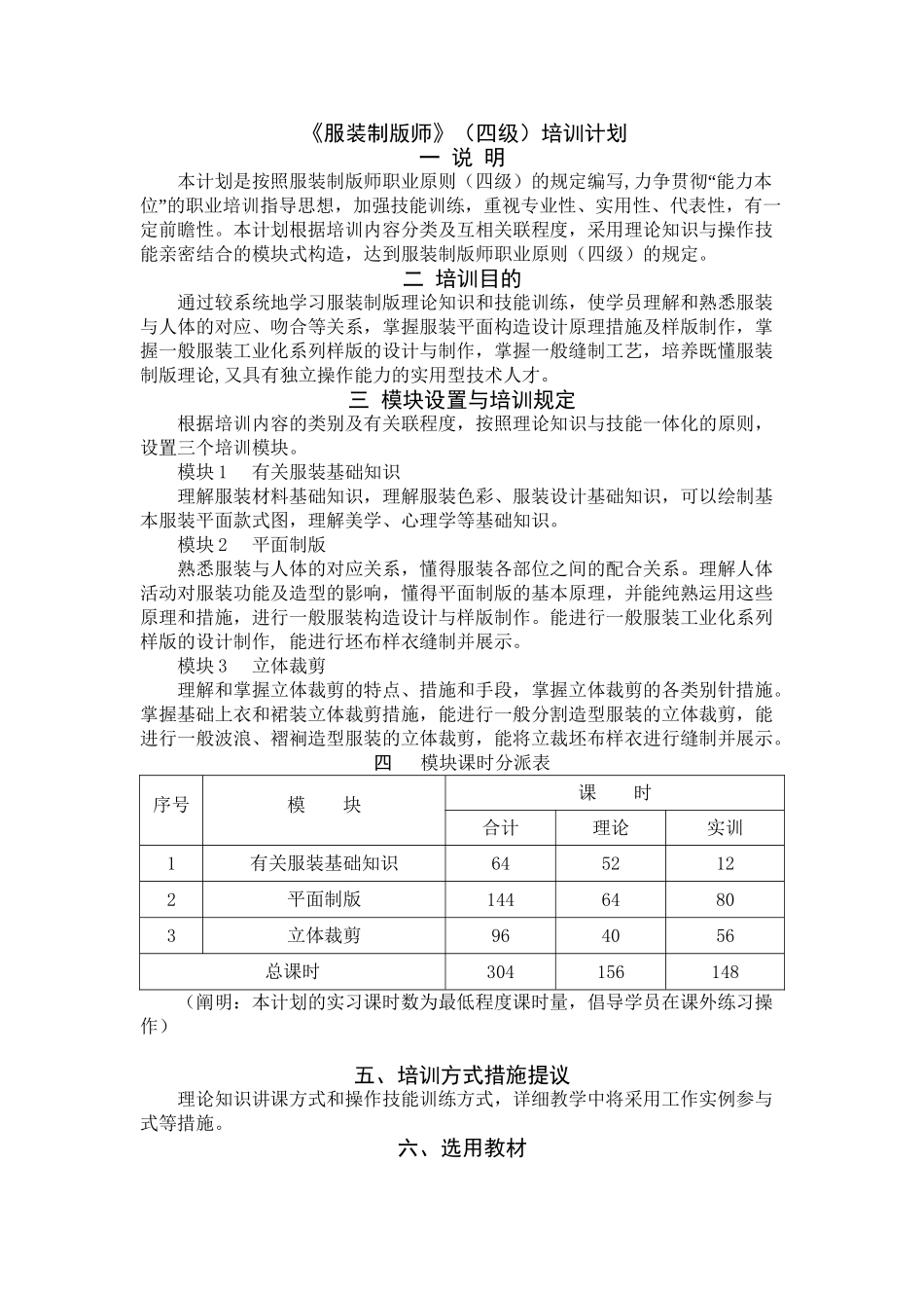 2025年服装制版师四级培训计划教案资料_第2页