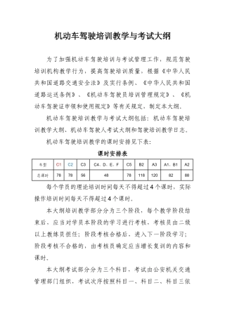 2025年机动车驾驶培训教学与考试大纲