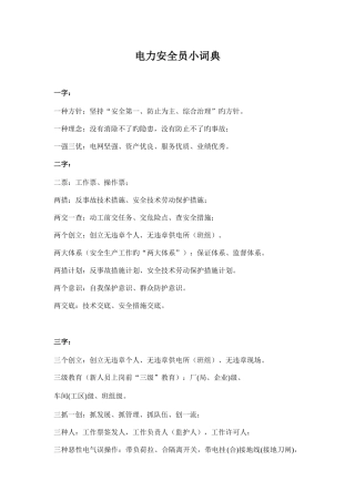 2025年电力安全员小词典