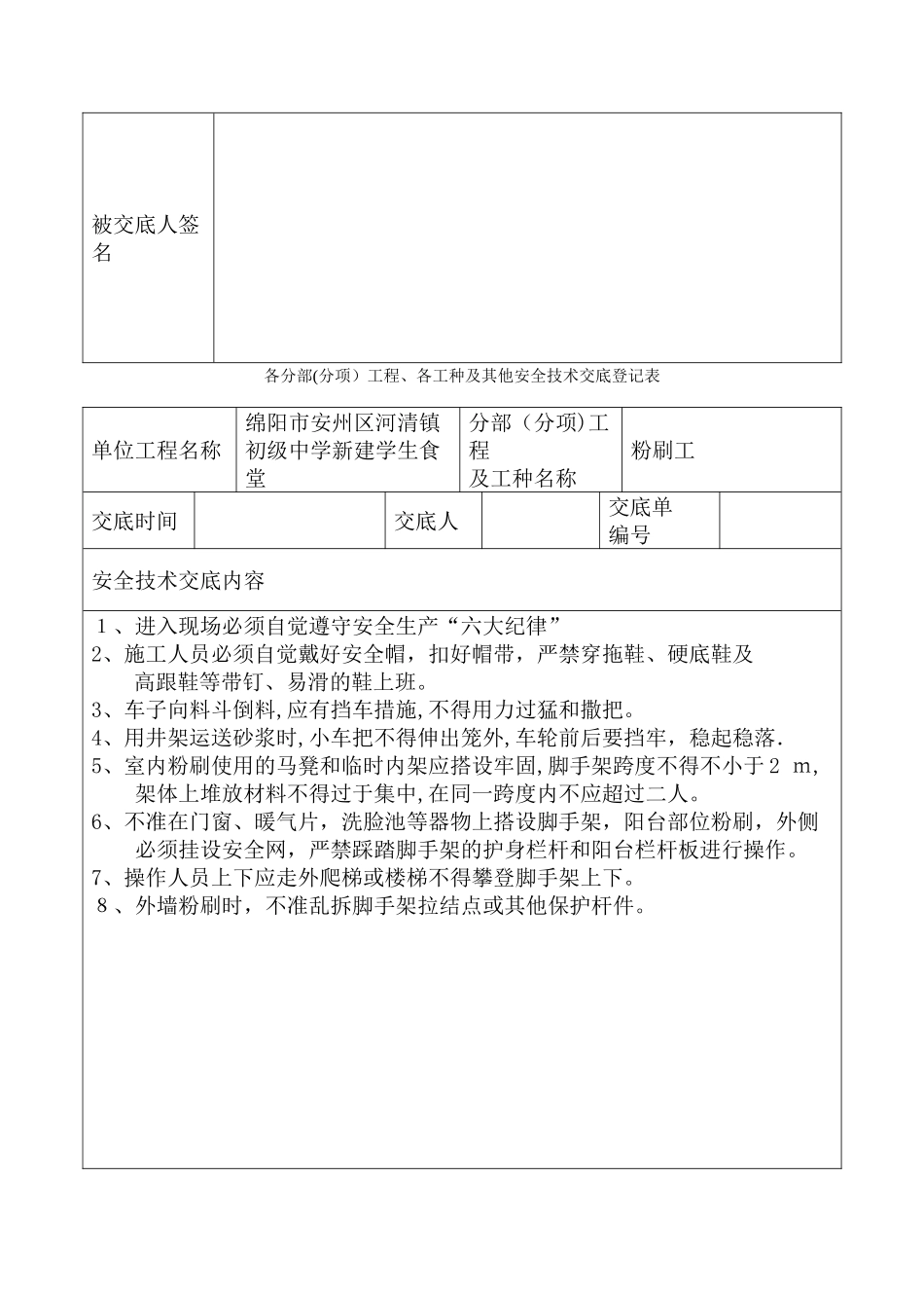 2025年安全技术交底记录表全套_第2页
