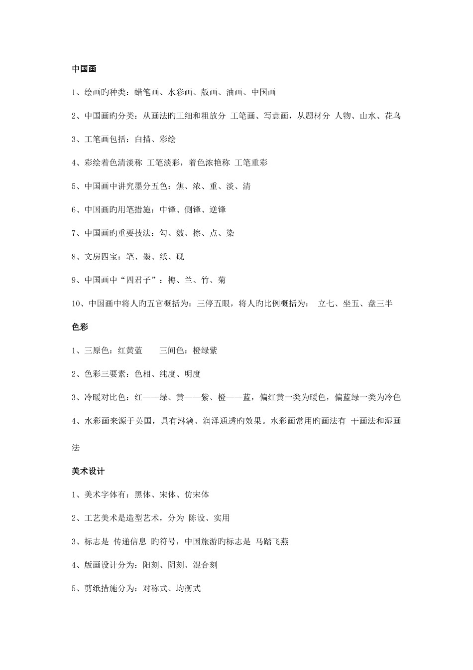 2025年小学美术教材重点知识点_第1页