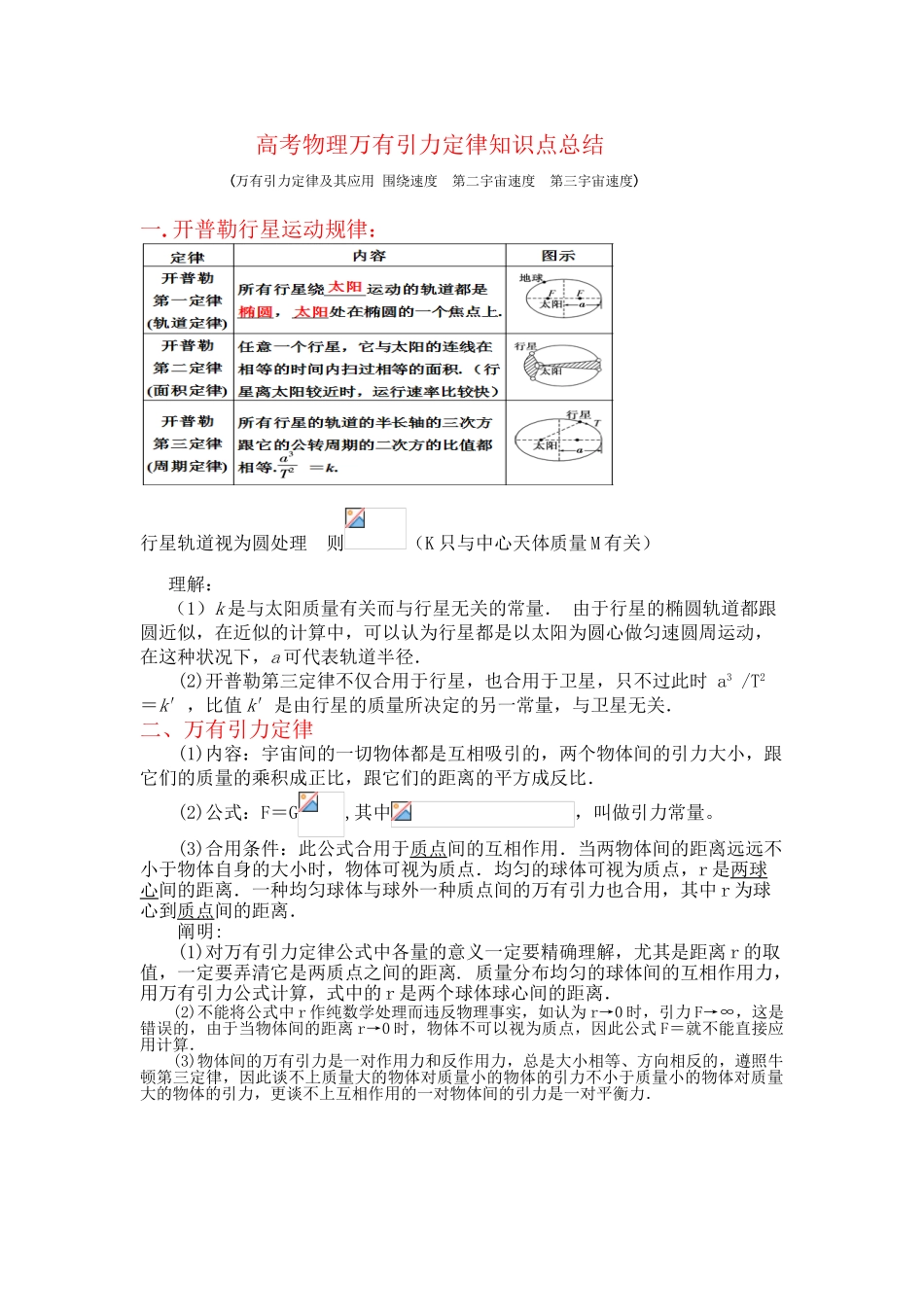 2025年高考物理万有引力定律知识点总结讲课讲稿_第2页