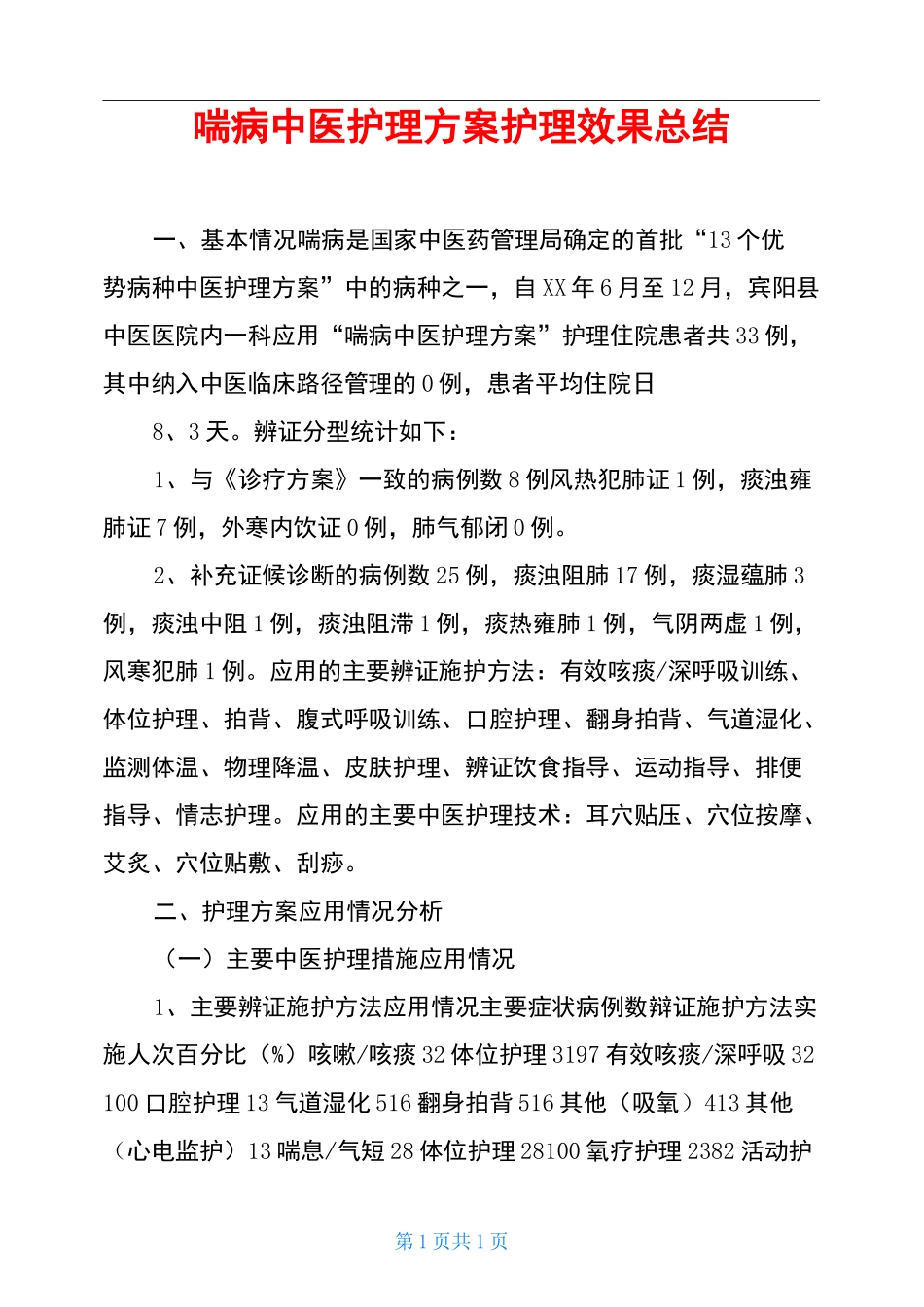 喘病中医护理方案护理效果总结_第1页