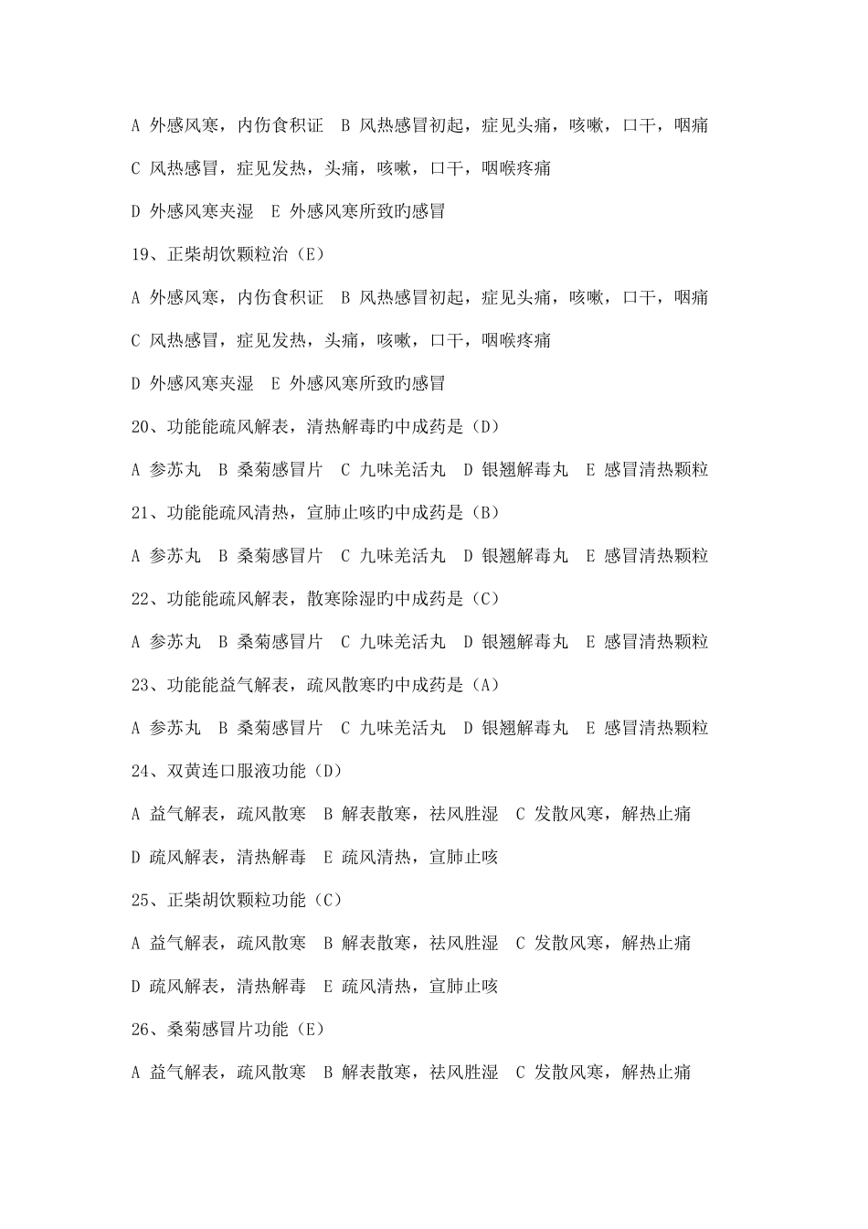 2025年常用中成药试题库_第3页