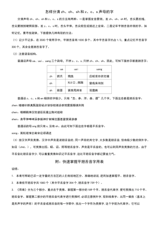拼音平翘舌区分